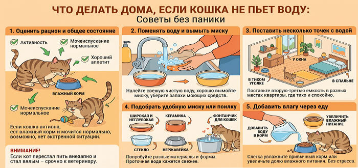 кошка не пьет воду что делать