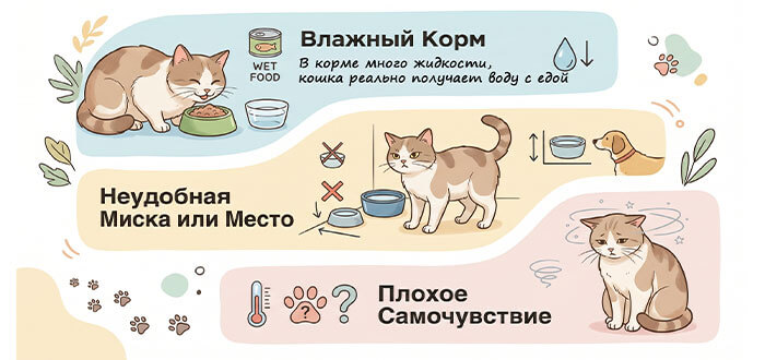 почему кошка мало пьет воды
