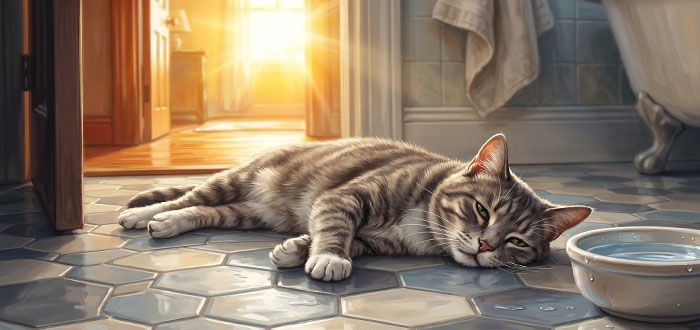 кошке жарко