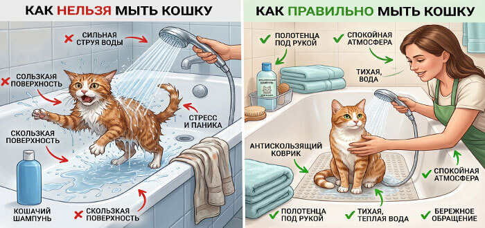 правила помывки домашней кошки